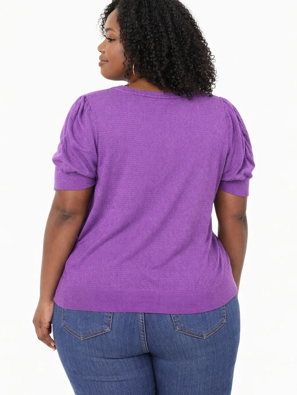 Plus Size Purple Button-Front V-Neck Sweater Size 22/24 - Picture 2 of 5